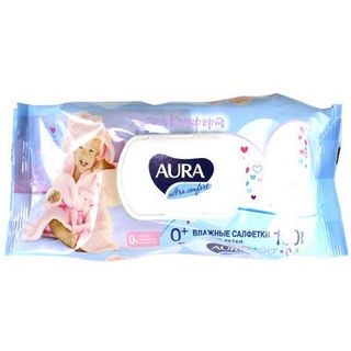 Aura Влажные салфетки для детей Ultra Comfort с экстрактом алоэ и витамином Е, 100 шт
